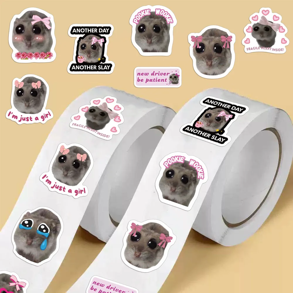 500PCS Sad Mouse Roll Stickers Cute Decoration Party Stickers iPad Notebook Boutique Decoration Stickers image 3