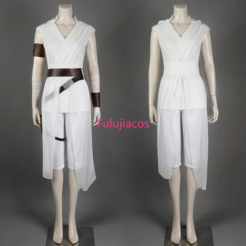 

Fulujiacos The Rise of Skywalker Rey Cosplay Costume Rey White Outfit