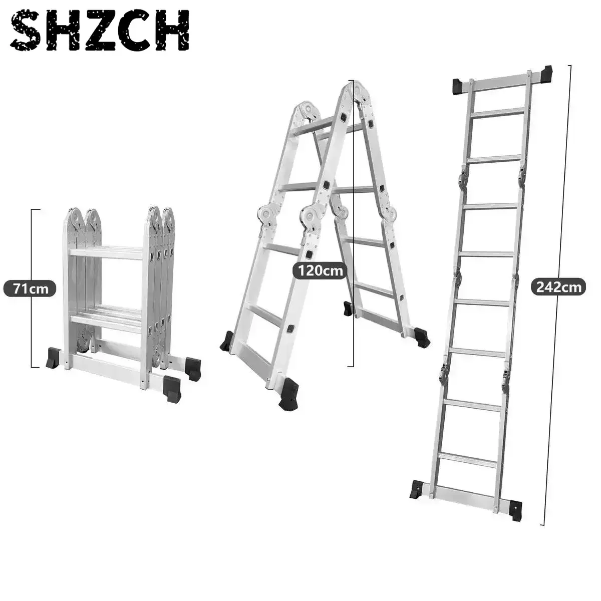 Multi-Purpose Folding Aluminum Ladder, Herringbone Ladder Ladder with Hinge for Household and Industrial 4*4Style