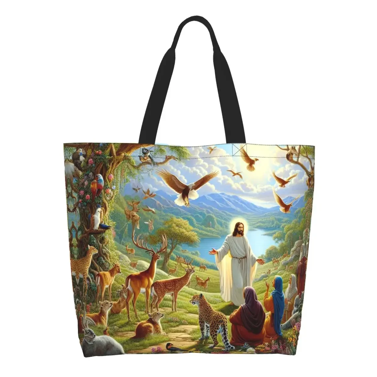 

Back To Paradise Jesus Christ Large Capacity Top Handle Bags Catholic Saint Accessories Street Tote Bag For Woman