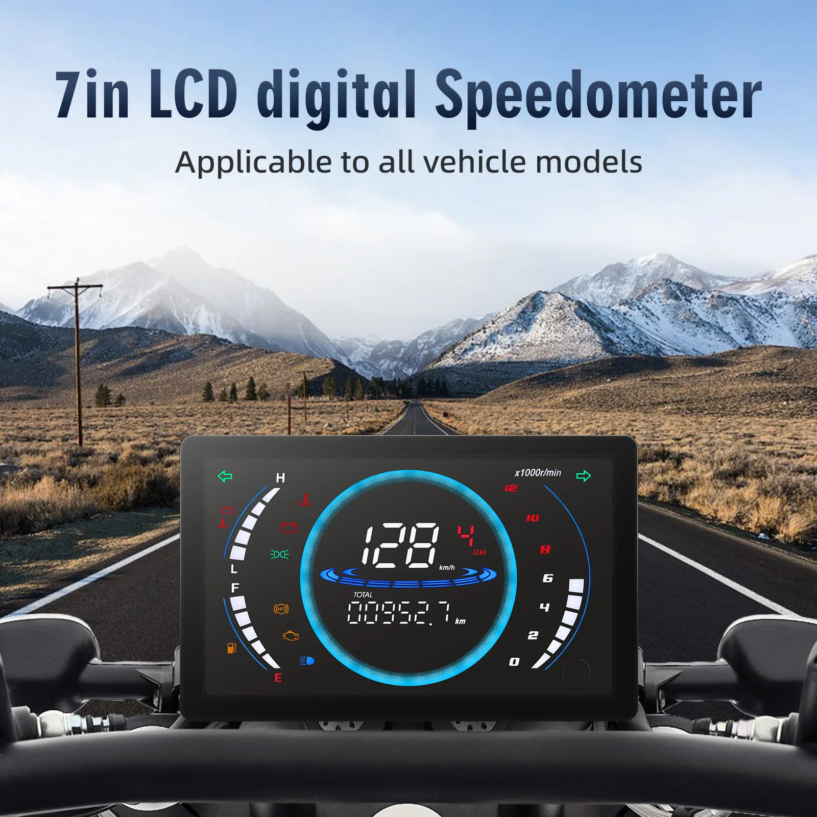 12V Universal Large LCD Dashboard Motorcycle Speedometer Tachometer Motobike RPM Fuel Board With Sensor 199km/h Total Mileage