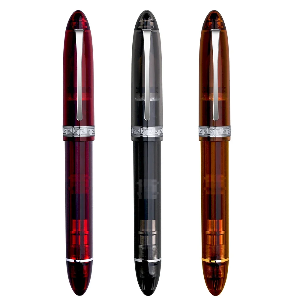 Majohn V60 Triangular Piston Fountain Pen EF/F Nib, Transparent Resin Writing Office Gift Pen