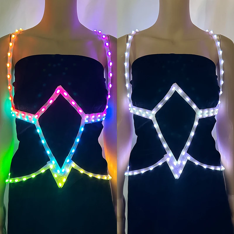 

Приложение Bluetooth светодиодная одежда невесты сексуальный светодиодный корсет в клетке светящийся балетный костюм танцевальная вечеринка светящаяся одежда сценическое ночное шоу Pro