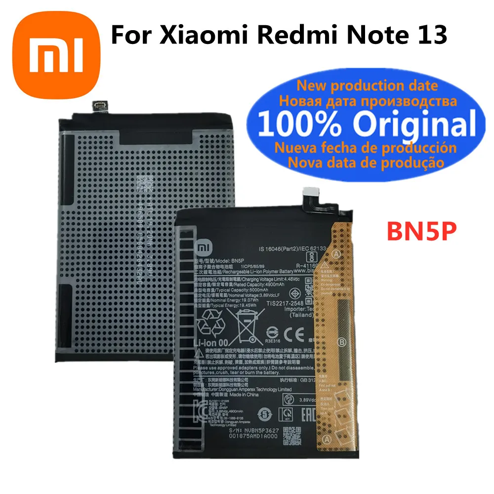 

Высококачественный оригинальный аккумулятор BN5P емкостью 5000 мАч для Xiaomi Redmi Note13, аккумуляторы для телефона + бесплатные инструменты
