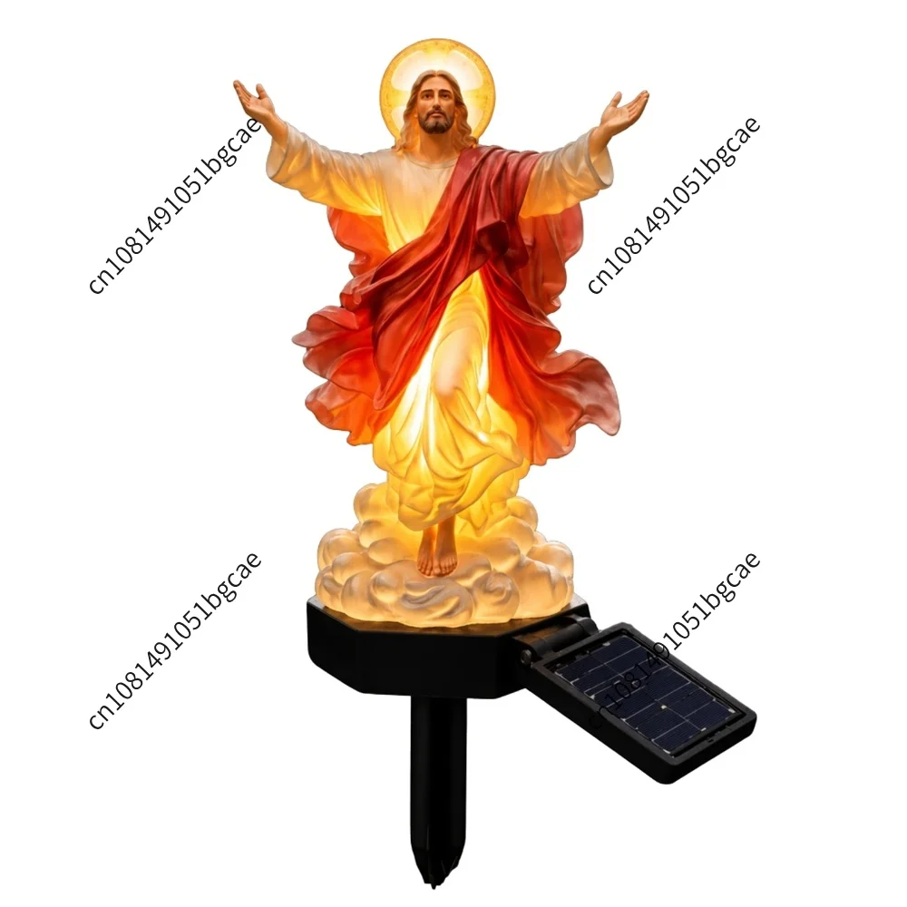 Solar-Powered Jesus Garden Statue with Glowing Night Lamp & Versatile Lighted Jesus Figurine for Garden Patio Lawn Decoration view 4