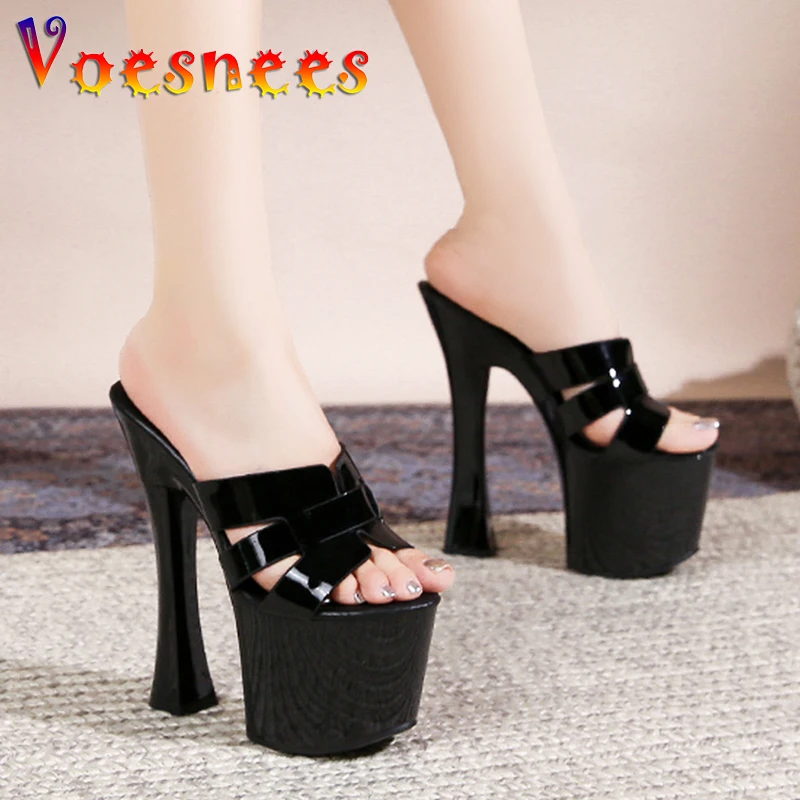 17.5CM Super High Heels Pumps Sexy Model Thick Platform Sandals Europe And America Party Fashion Slippers New Summer Women Shoes