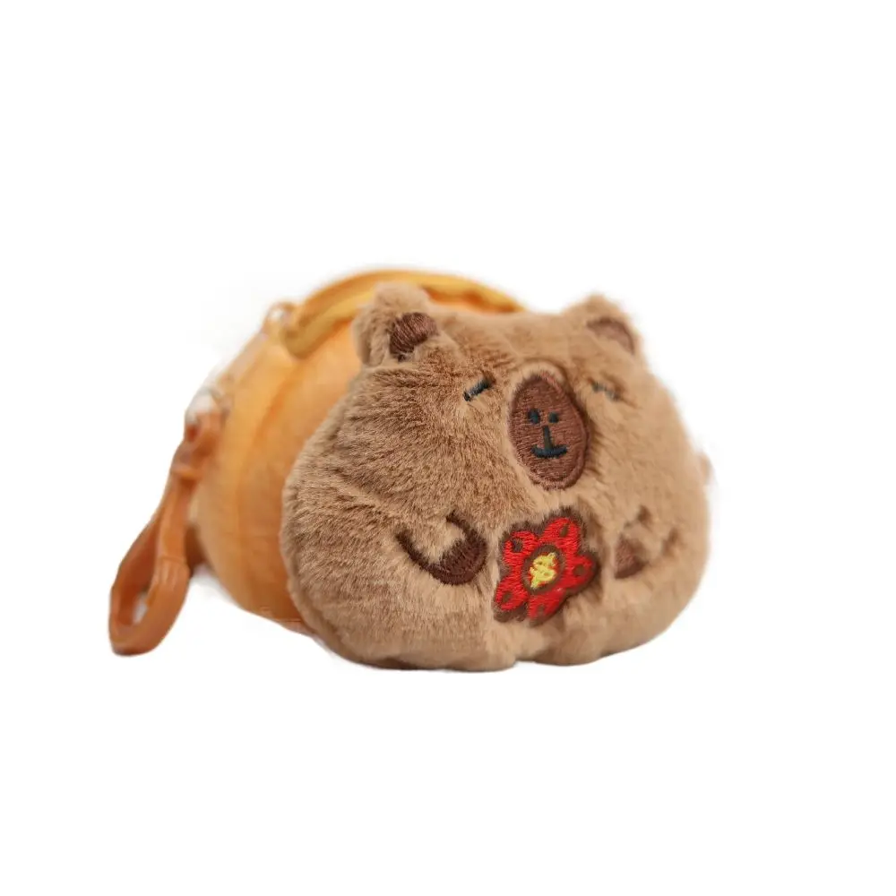 Funny Portable Capybara Plush Coin Purse Zipper Cartoon Animal Capybara Purse Bag Kawaii Mini Capybara Earphone Bag Cute Gift