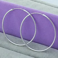 Round Circle 50/60mm Hoop Earrings Silver Color For Woman Wedding Engagement Party Fashion Charm Jewelry Gift