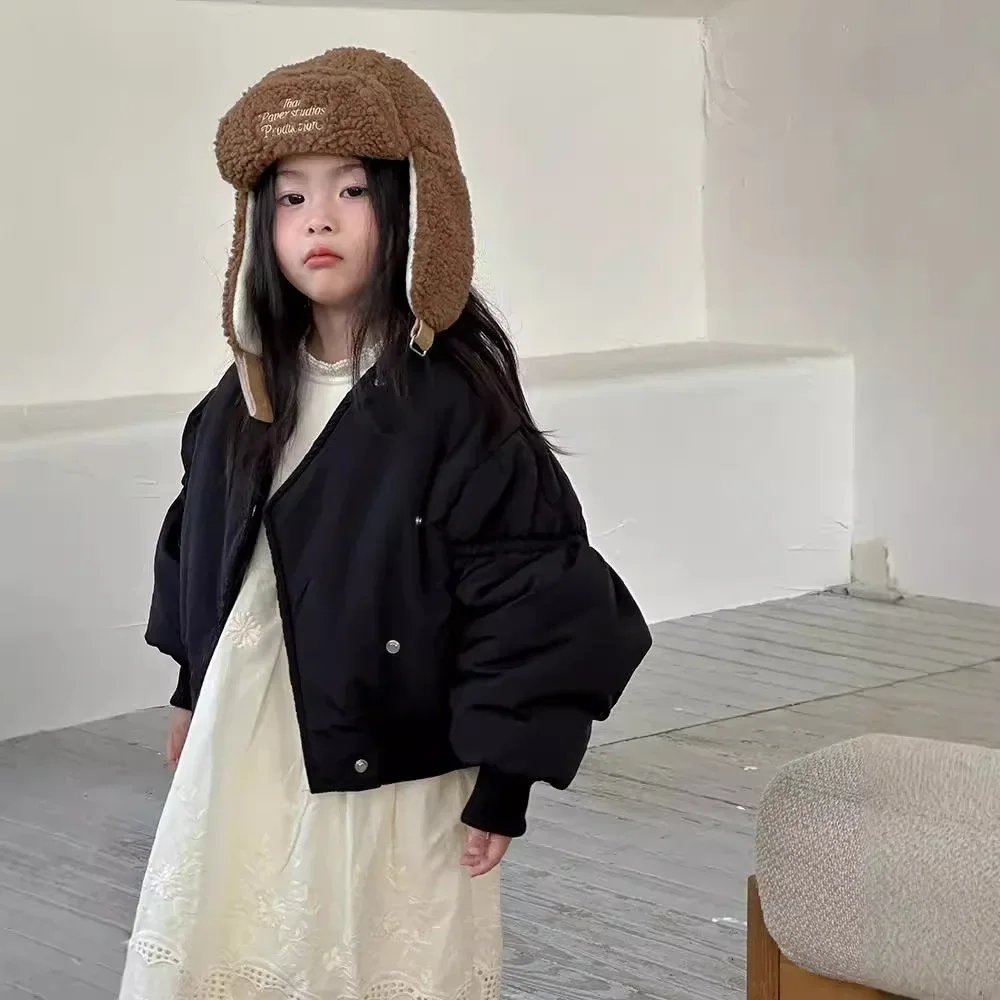 Girls Coat 2024 Winter New Childrens Wear Korean Style Baby Girl Foreign Air Soft Waxy Irregular Short Cotton-padded Coat Girls Coat 2024 Winter New Childrens Wear Korean Style Baby Girl Foreign Air Soft Waxy Irregular Short Cotton-padded Coat