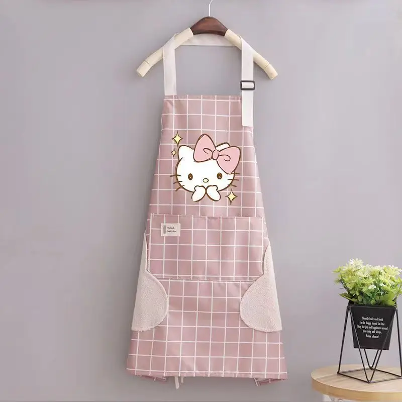 مرحبا كيتي المئزر لطيف الكرتون المئزر سميكة العمل المئزر للماء النفط واقية المئزر قابل للتعديل حزام الكتف هدية عيد الميلاد