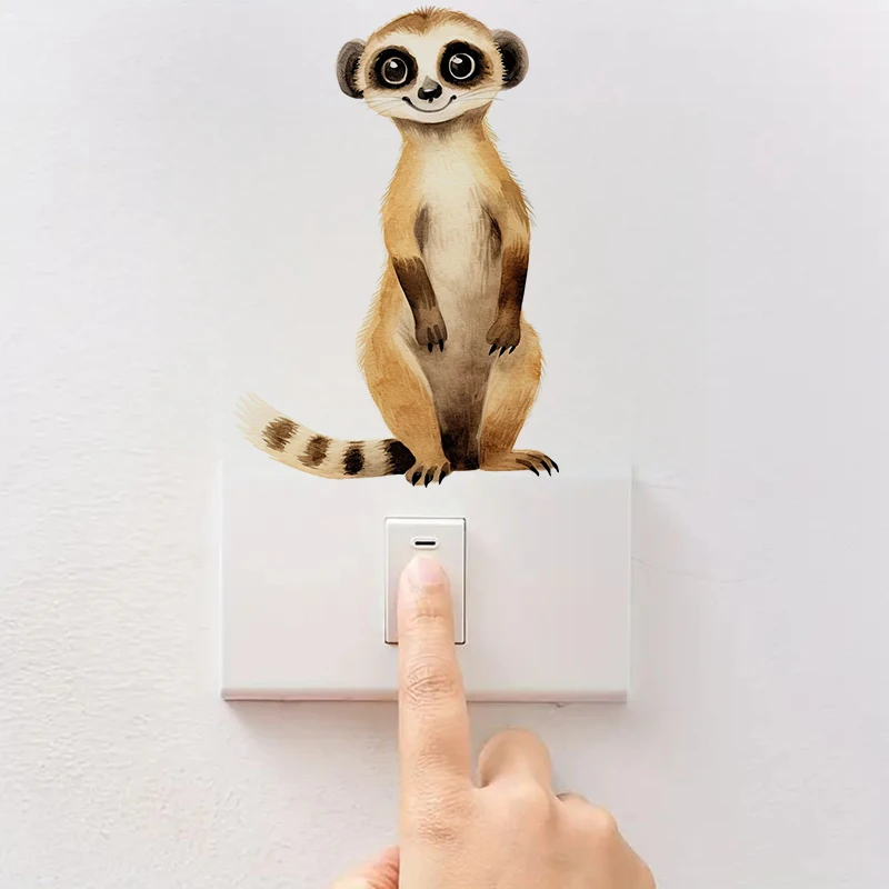 Watercolor Meerkat Cartoon Sticker, Water-proof & UV-resistant Home Decal for Wall, Bathroom, Cabinet, Door,Toilet, Car, Laptop