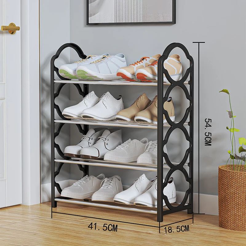 Simple Shoe Rack Metal Shoe Shelf Footwear Shoe Rack Living Room Space Saving Shoes Organizer Stand Holder Black Shoe Shelf