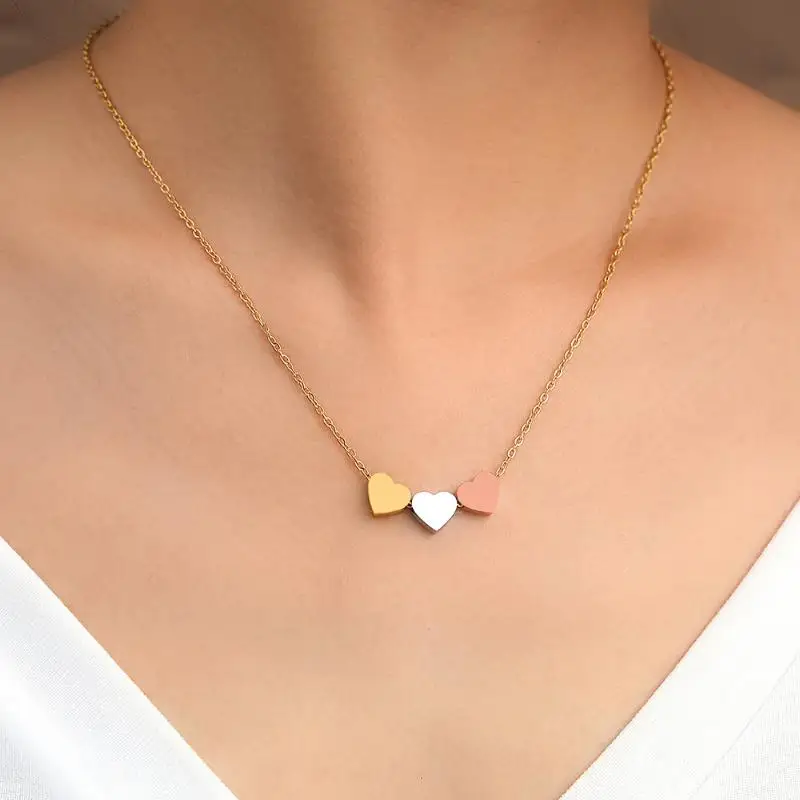 RAKOL Stainless Steel Necklaces Trend Sweetheart Gold Color Silver Color Metal Charms Pendants Chains Fashion Necklace For Women image 3