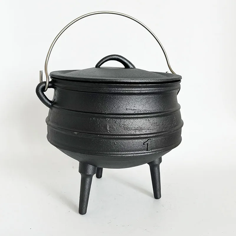 Home Outdoor Camping Big Kettle Cast Iron Cauldron Dutch Oven Three Legs Potjie Pot 3 Litre