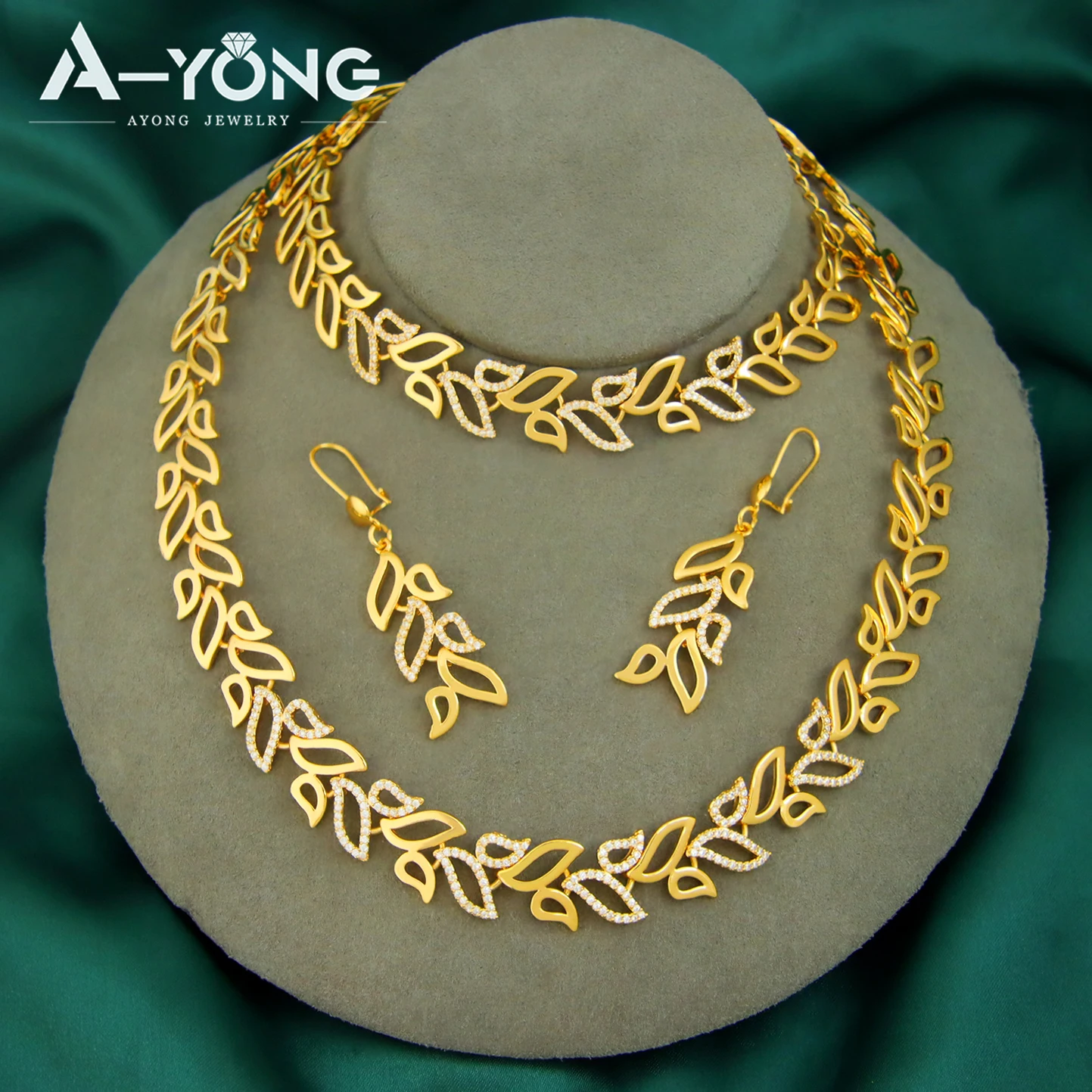 Arabische Mode Quasten-Hohl-Schmuck 21k Vergoldete Dubai Braut-Hochzeits-Halskette Armband Ohrringe Habesha Gold-Schmuck – Detail 3