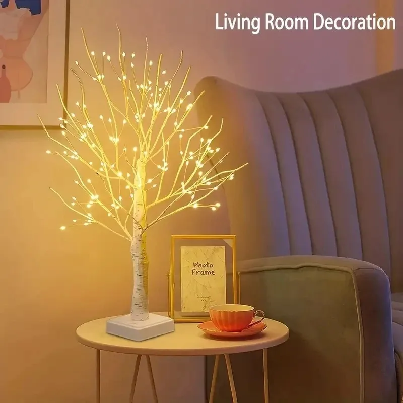 Warm White LED Birch Tree Lamp, Decorative Twig Branch Night Light for Bedroom Living Room Christmas Halloween Table Decor