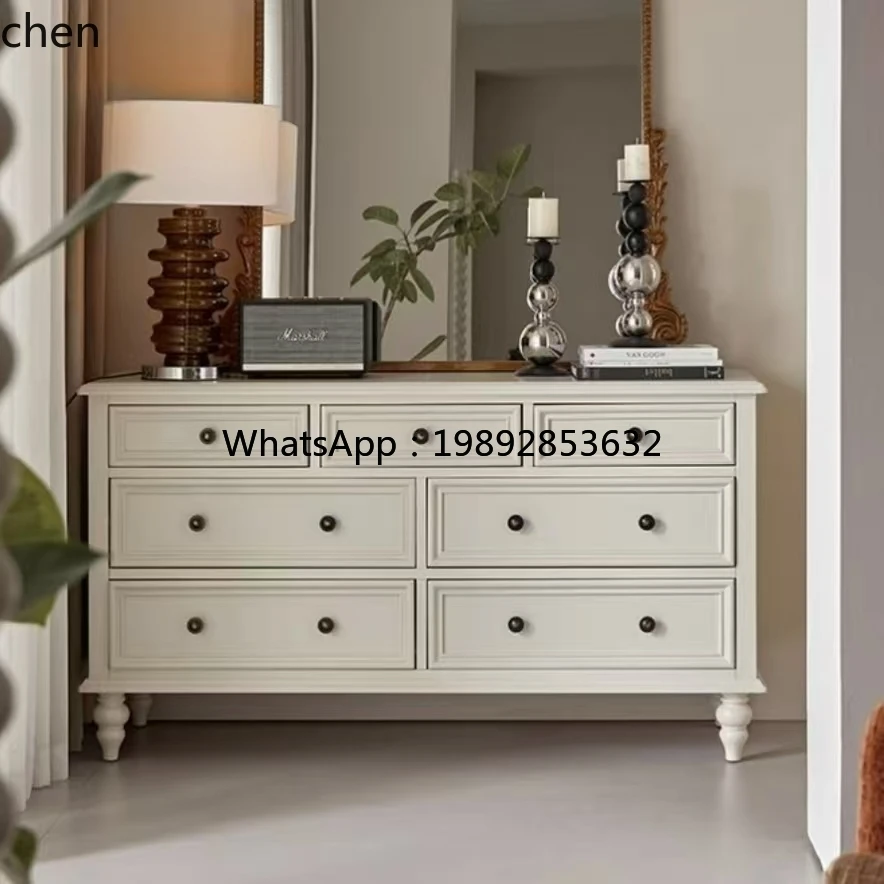 W1  cream wind seven chest cabinet dresser integrated small apartment porch table storage cabinet bookshelf shelf