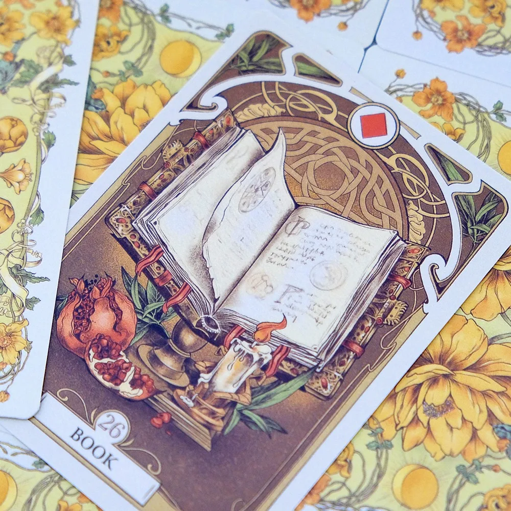 37 Pcs Cards Romantic Lenormand Oracle Floral Motifs of The Art Nouveau Style 10.5*7.5cm (with 1 Special Card)