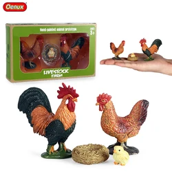 Oenux Farm Animals Figurines Turkey Hen Chook Chicken Fowl Cock Action Figure Poultry Model Lovely Miniature Educational Kid Toy