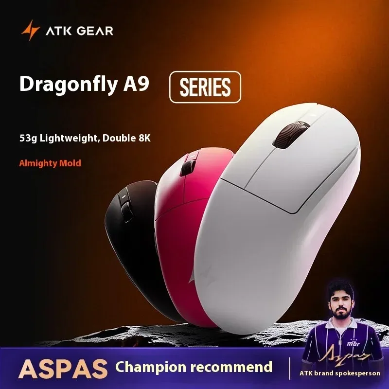 Новая беспроводная мышь ATK Dragonfly A9 Pro с 3 режимами звездной вспышки PAW3950 Nordic 52840, легкая игровая мышь для ноутбука и ПК на заказ