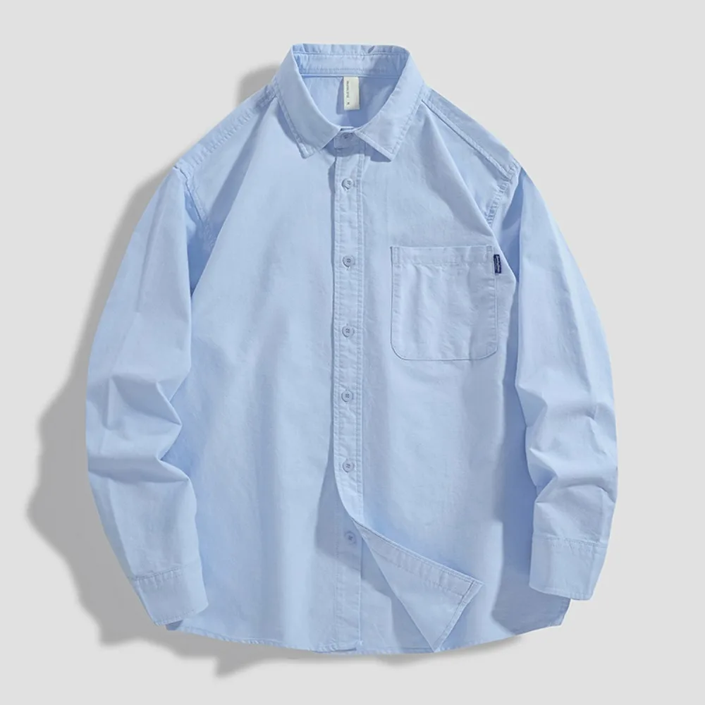 

100% хлопок, винтажная простая рубашка для мужчин, универсальная свободная повседневная американская новая рубашка