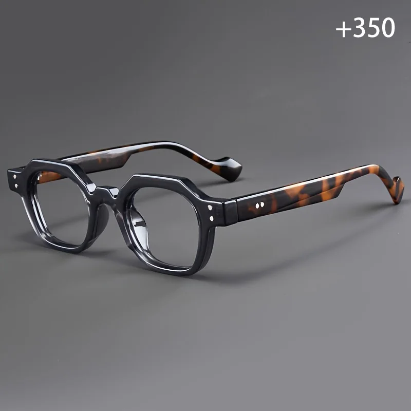 نظارات قراءة على الطراز القديم على شكل سلحفاة رمادية، نظارات قراءة عصرية للرجال والنساء، نظارات ثنائية البؤرة متعددة الأضلاع #6