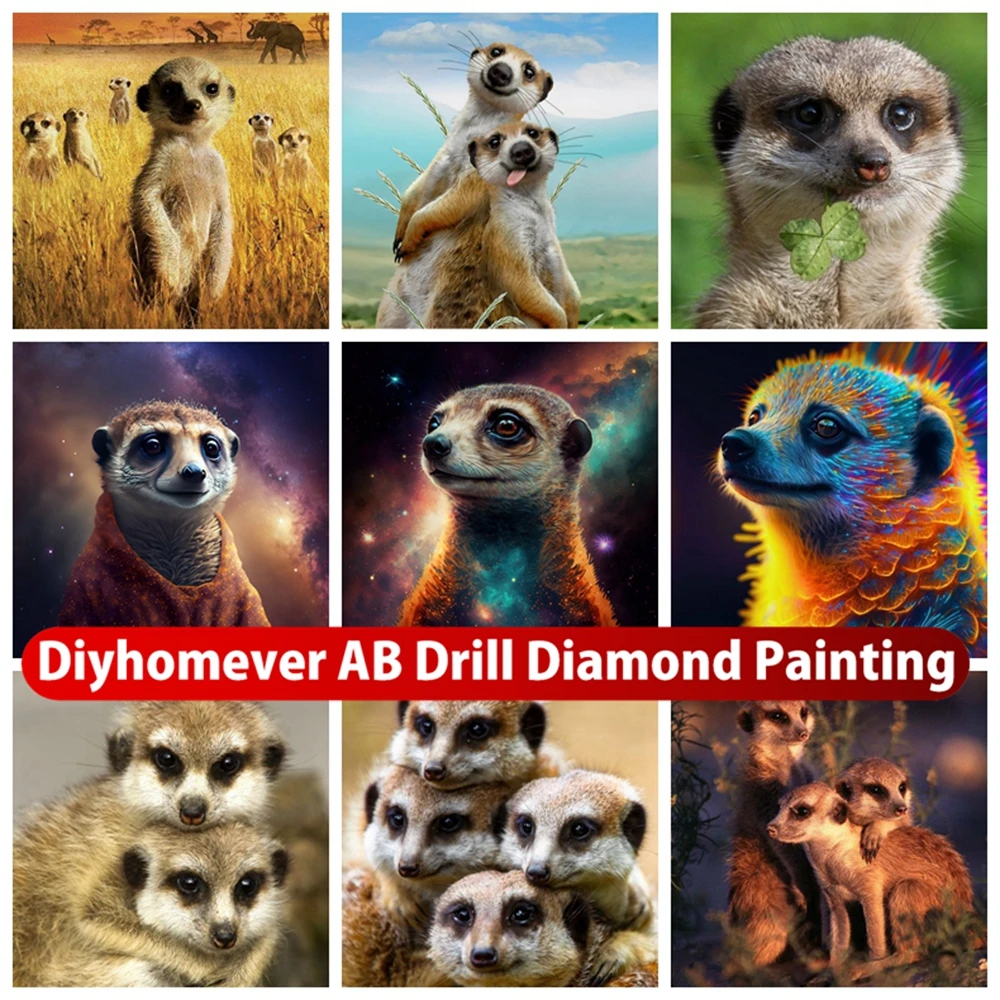 

Meerkat 5D AB Diamond Painting Mosaic Cute Animal Small Mongoose Family Cross Stitch Embroidery Handmade Rhinestones Home Decor