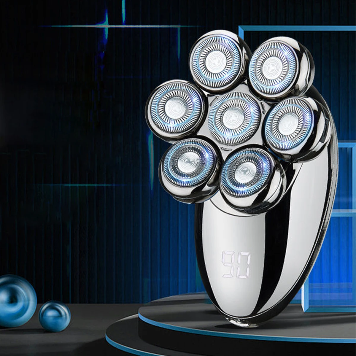 

7D Многофункциональная бритва для лысины мужчин, электрическая перезаряжаемая водонепроницаемая вращающаяся электрическая машинка для стрижки волос для мужчин