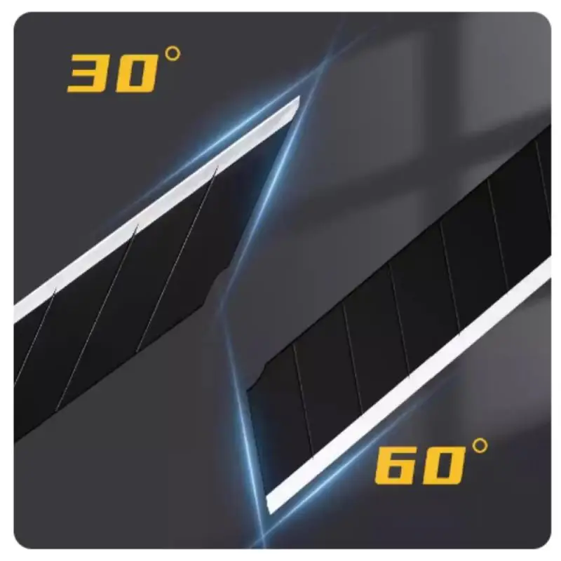 Deli-cuchillo utilitario negro de 9mm, cuchillas afiladas de acero al carbono de 30 grados, cuchillas Sk5, diseño de bloqueo automático para el hogar y la Oficina