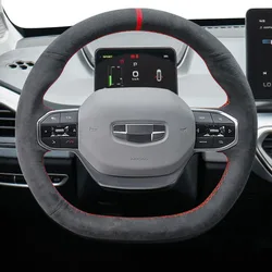 For Geely Automobile Geometry A C 2019-2023 Hand Stitched non-slip Genuine Leather suede car Steering Wheel Cover