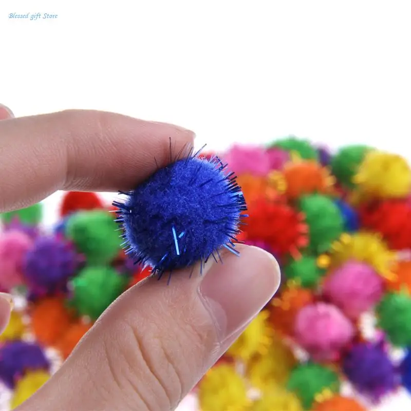 100 unidades coloridas mini brilhantes bolas ouropel pequena bola pom para brinquedos gato