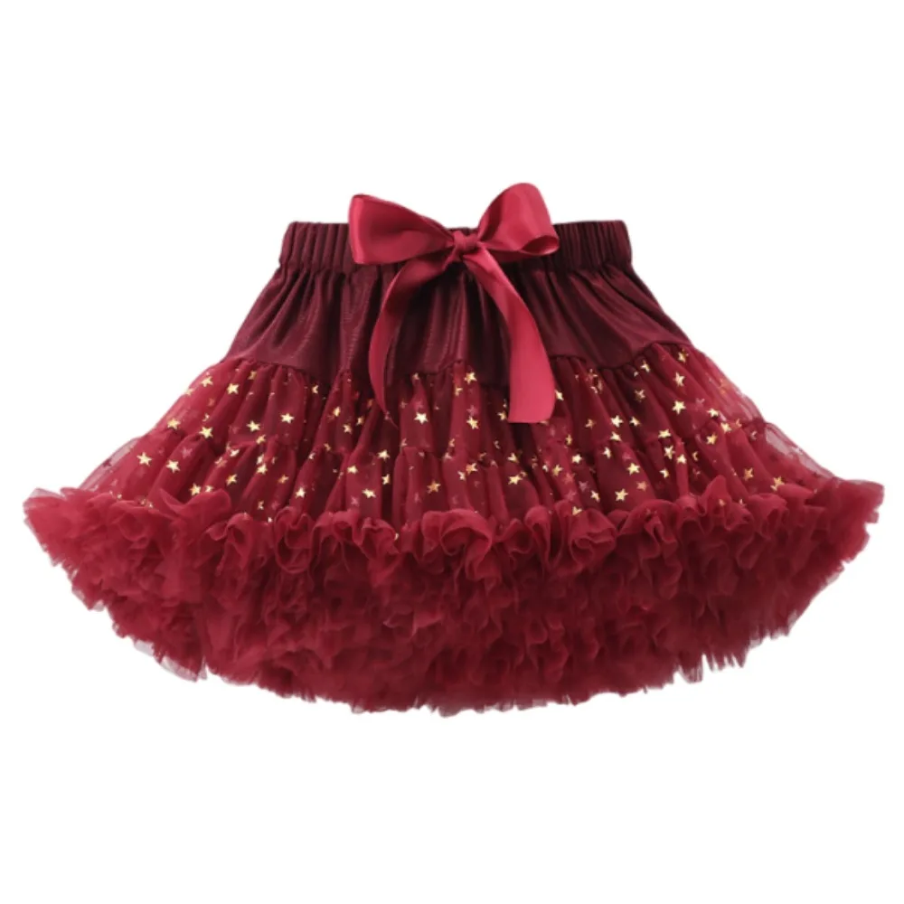 

Trendy Star Sequins Girls Tutu Skirts Fluffy Multi-layered Pleated Tulle Skirts Breathable Cute Children Petticoat Party Cosplay