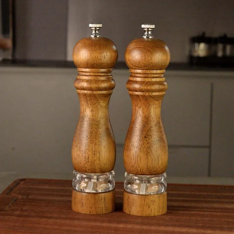 B97A-Kitchen Tool, Handcrafted Acacia Wood Salt& Pepper Shaker Set- 6