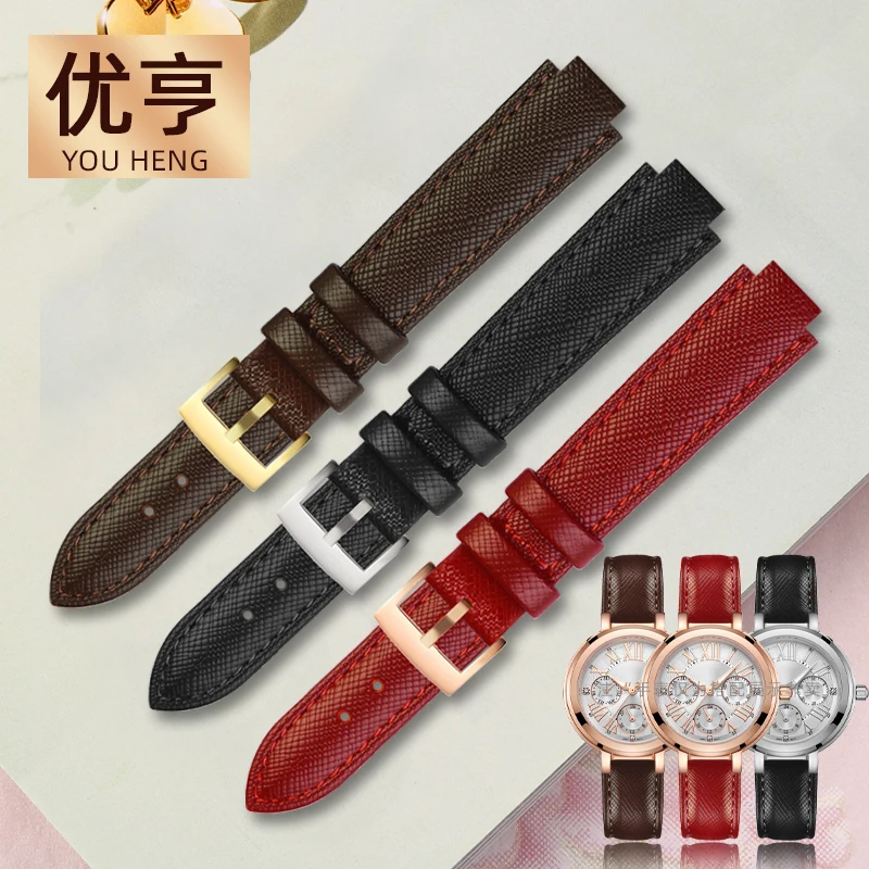 cowhide leather watch strap for Casio sheen series 2749 SHE-4029 women's special convex strap accessories 8mm red bracelet