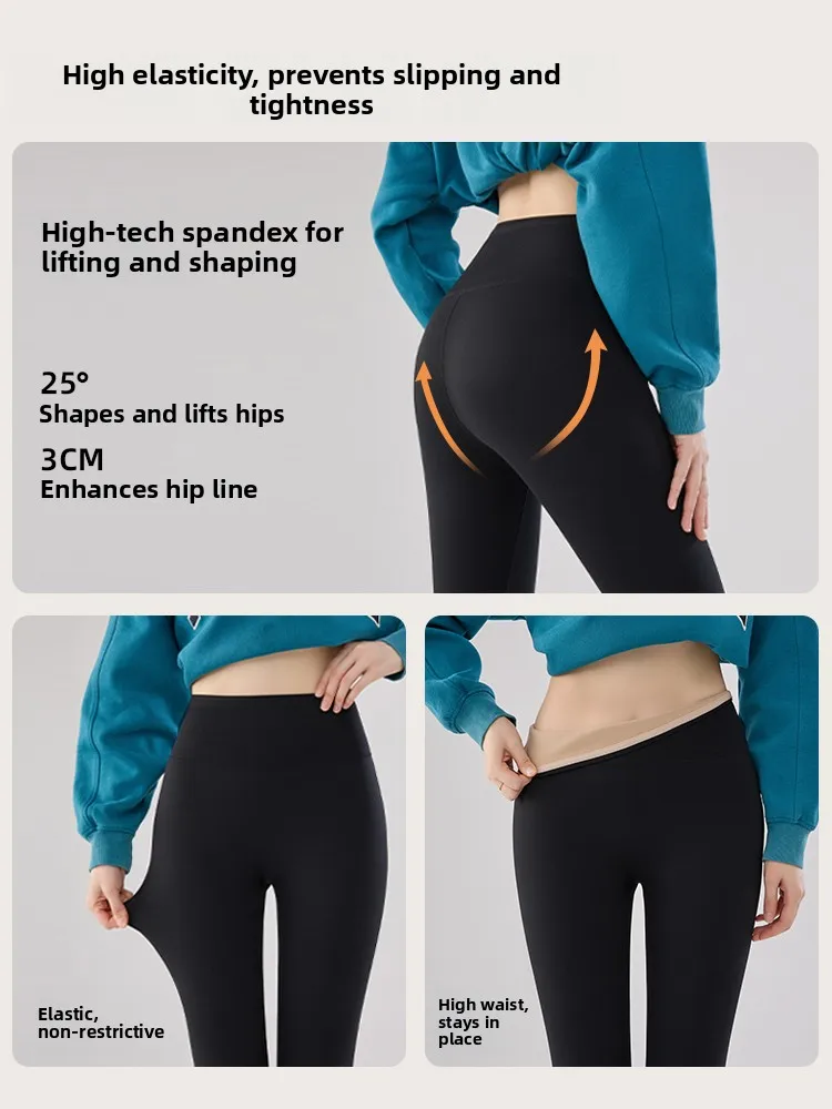 High Waist Thiened Fce Women's Yoga Pants Slimming Leg a High Waist Tight Fit Leggings Autumn Winter ark Pants