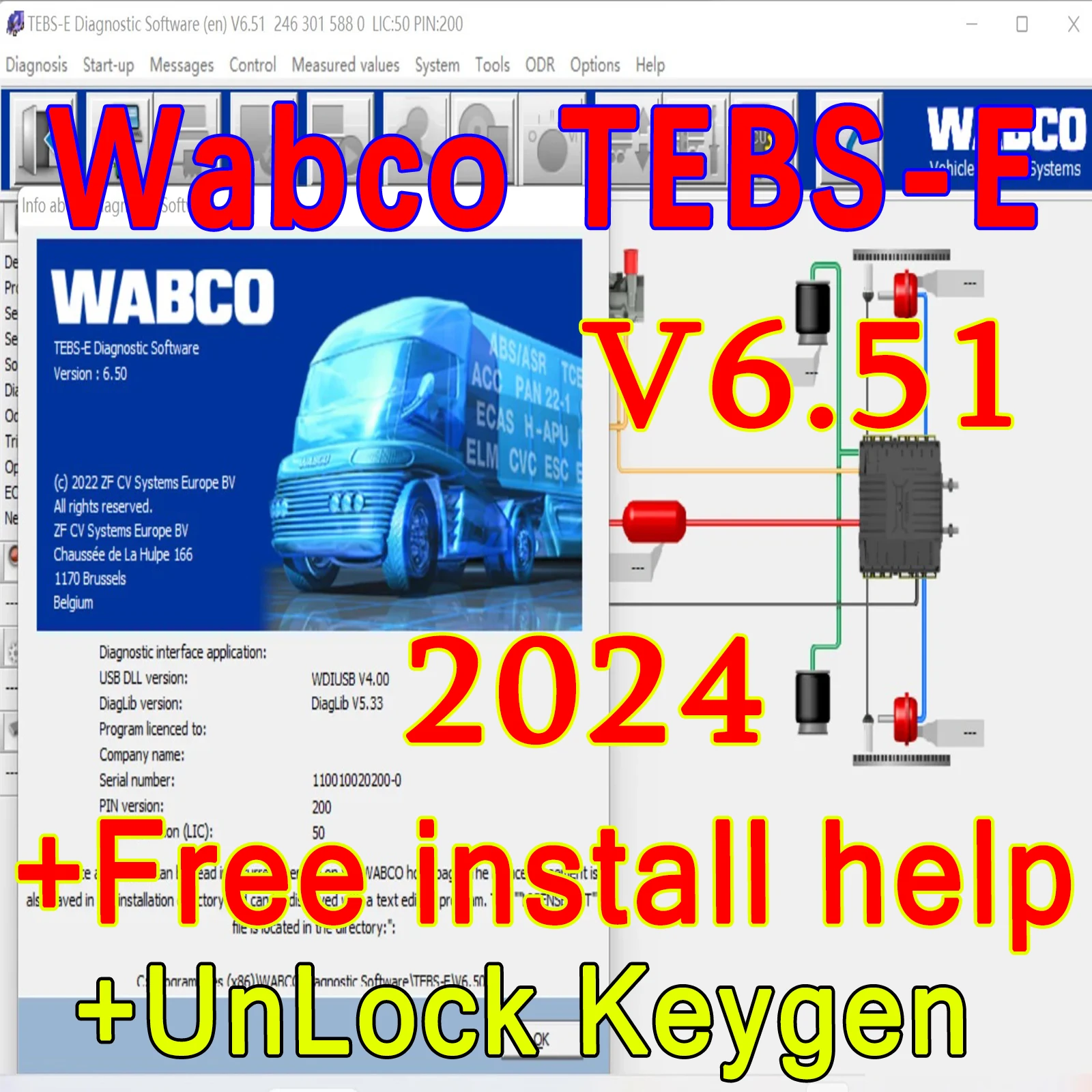 

2024 Newest Wabco TEBS-E 6.51 PK old 6.50 Diagnostic Software + unlimited Activator + Free Install Help Support multi-language