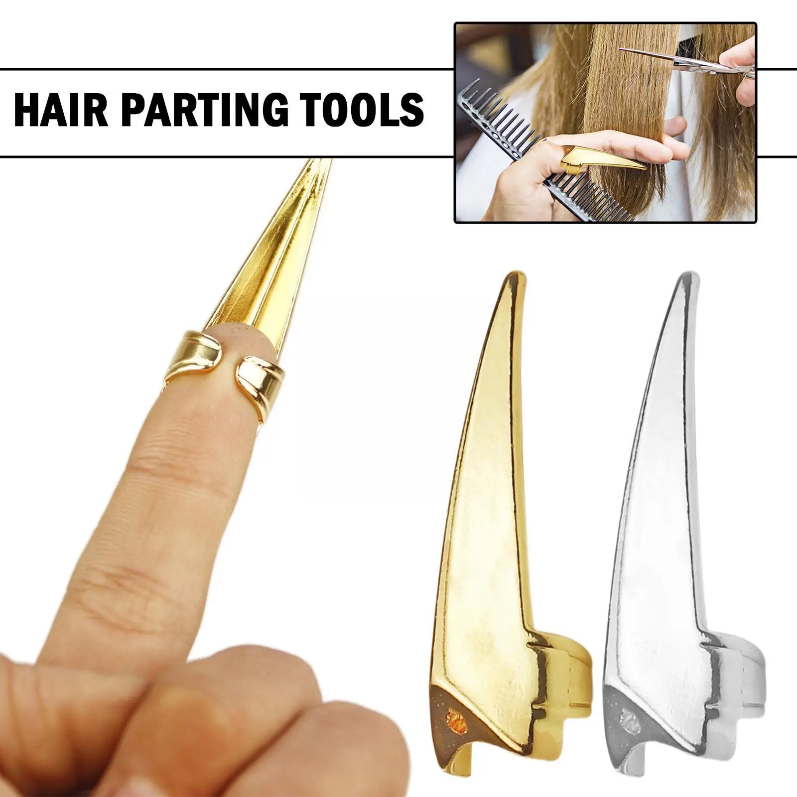 1pc Metal Parting Finger Tip Hair Sectioning Comb Braided Hair Weaving Tools Braiding Hairdressing Curling Hair Z6Z7