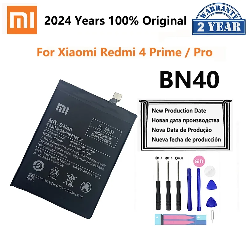 

Xiao Mi Original Phone Battery BN40 For Xiaomi Redmi 4 Pro Prime 3G RAM 32G ROM High Quality 4100mAh Phone Replacement Batteries