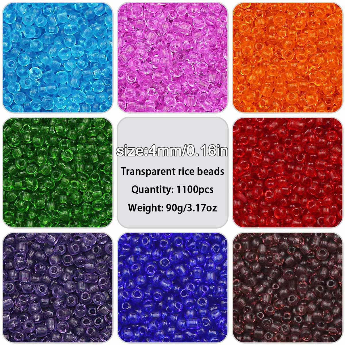 4mm220 Stück 18g transparente Glas Hirse Perlen Kreuzstich Quaste DIY Schmuck Zubehör handgemachte Perlen Armband Spacer