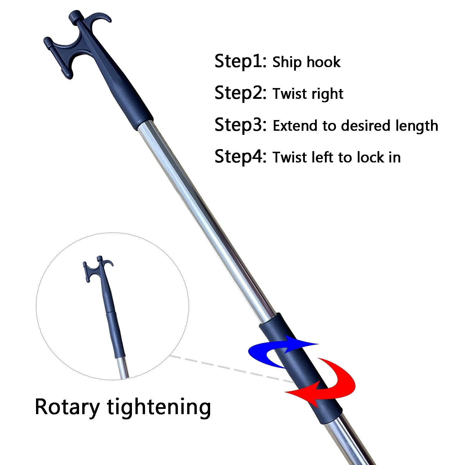 Accessory ToolsMarine Yacht Hook, Aluminum Alloy Telescopic Boat Pickaxe, Fishing Boat Pickaxe, Ship Cable, Salvage Rod, Hardwar