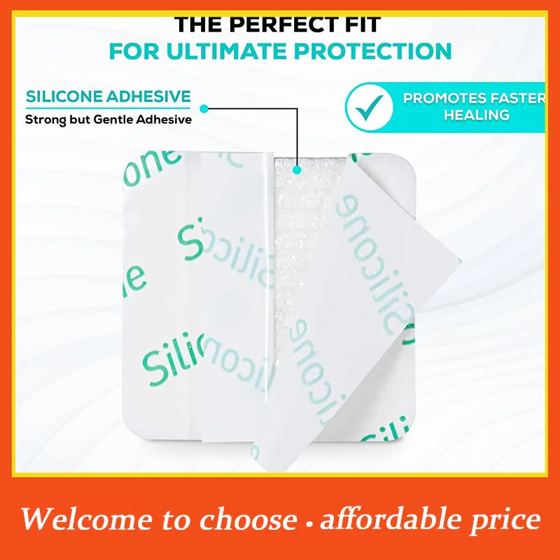 1pc Borderless Foam Dressing Waterproof And High Absorbency Square Shaped Wound Care Bandage Silicone Foam Pad For First Aid