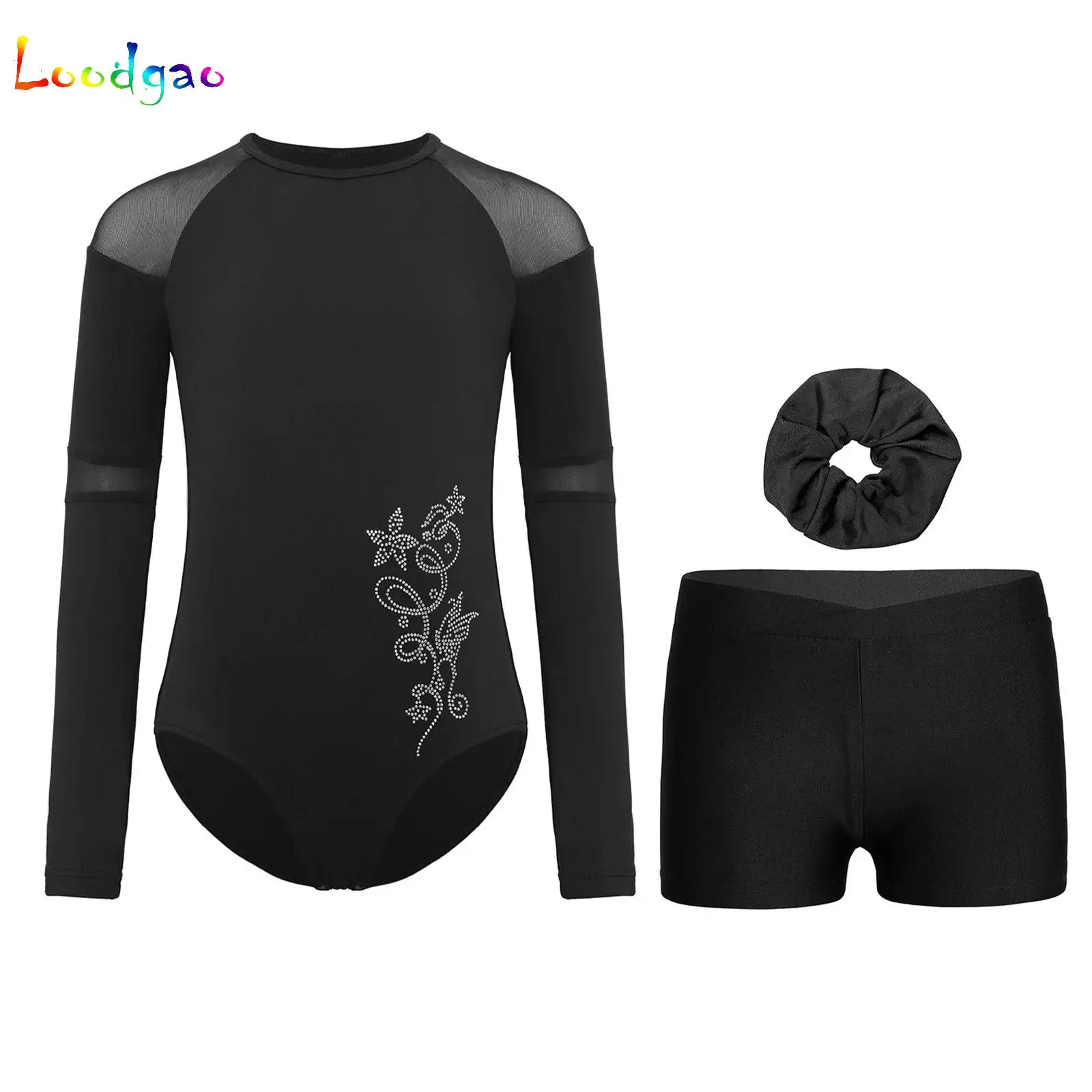 meninas-ballet-danca-velo-forrado-termico-superior-ginastica-collant-treinamento-dancewear-patinacao-artistica-yoga-bodysuit-shorts-faixa-de-cabelo