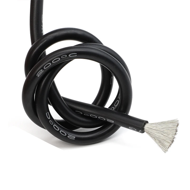 Cabo Resistente ao Calor 1M/5M 30 28 26 24 22 20 18 16 15 14 12 10 8AWG Fio de Silicone Ultra Macio Flexível de Cobre para Alta Temperatura