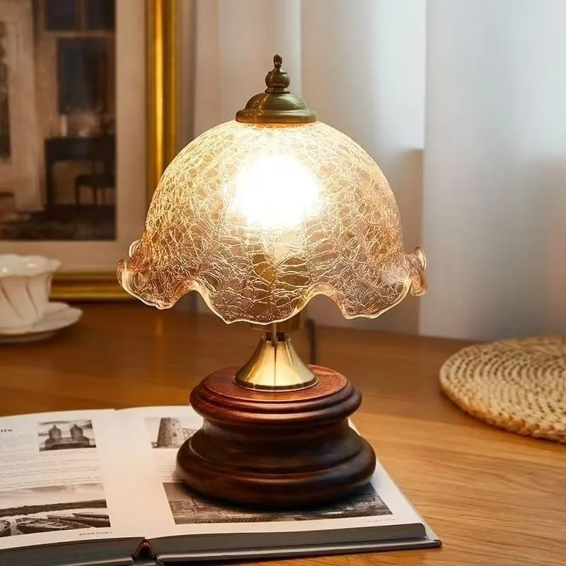 

Retro Vintage Table Lamp Study Bedroom Bedside Living Room European Pastoral Floral Glass LED Desk Lamp Home Decor Gift Lighting