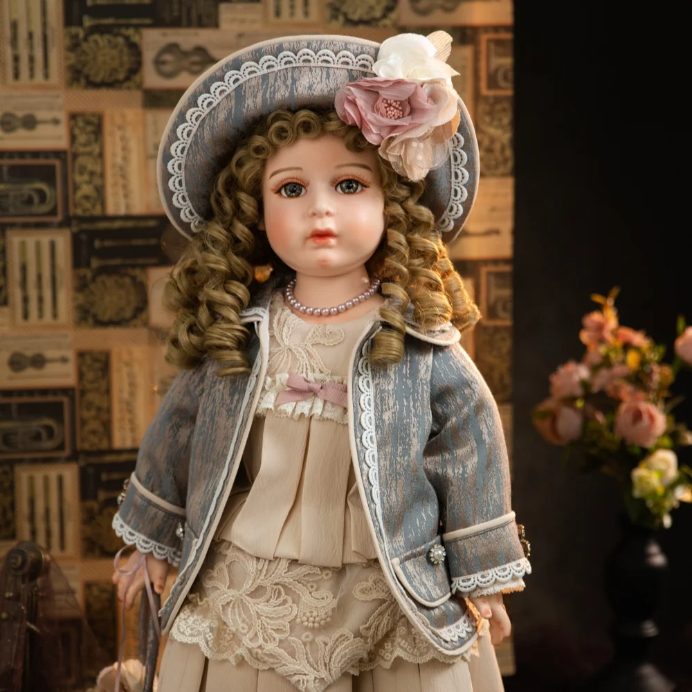 Cloveray 26 بوصة كبيرة الحجم الأصلي الفيكتوري نمط الخزف دمية الرجعية السيراميك القماش الجسم الخزف دمية تحصيل الفن هدية