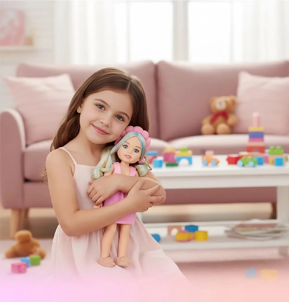 Juego de baño rosa para muñecas Wellie Wisher de 14,5 pulgadas y 32-34Cm Paola Reina, vestido informal para casa, juguete para niños