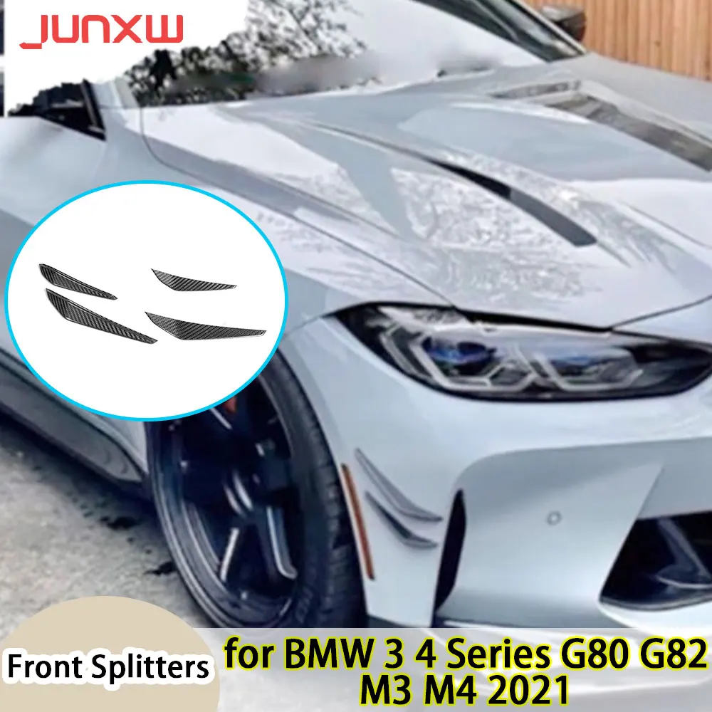 

Передний бампер из сухого углеродного волокна, боковые канавки, плавники, накладки для BMW 3 серии 4 G80 G82 G83 M3 M4 2021, разделители бампера FRP
