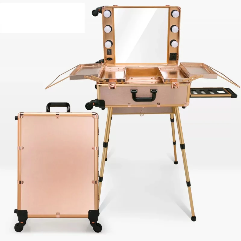 Imagem -04 - Destacável Trolley Case Cosméticos Bagagem de Rolamento Maquiagem Toolbox Dobrável Beauty Box Dressing Table Mala Bolsa Profissional Novo