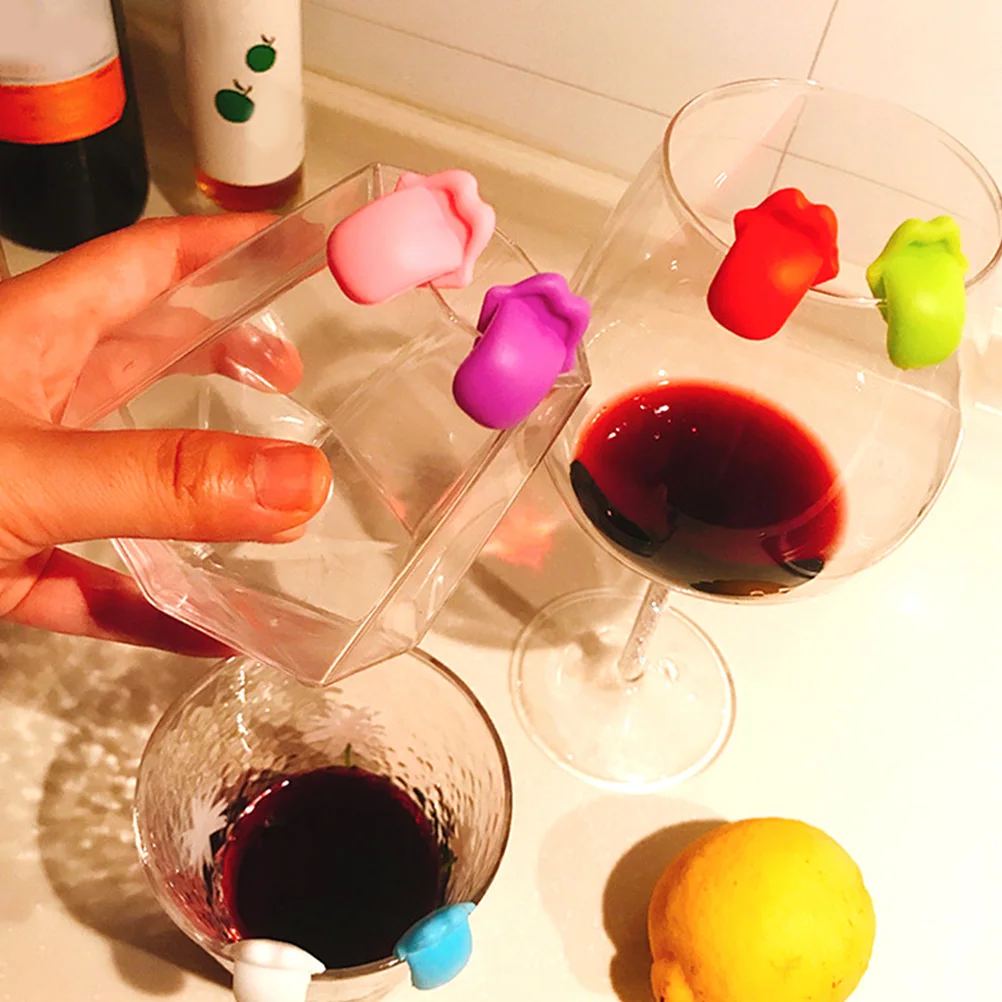 

24 Pcs Glass Identifier Decorative Drink Markers Party Supplies Tongue Shaped Reusable Silicone Cup Labels