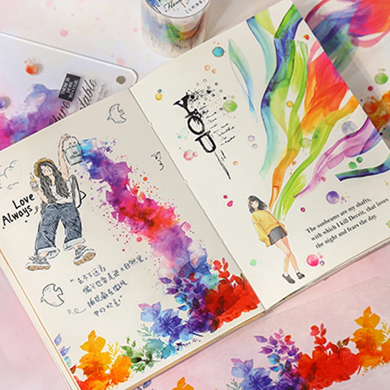 papel colorido fluxo série halo cênico cortado fita scrapbooking adesivos artigos de papelaria presente das crianças para estudantes